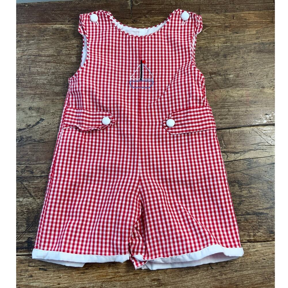 The Proper Peony Gingham‎ Sailboat Jon Jon size 12mo